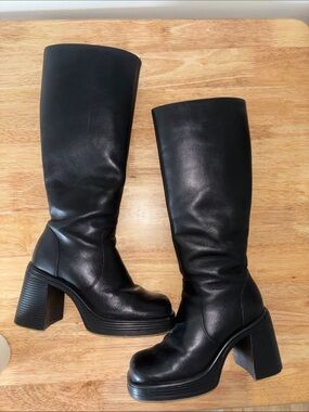 Steve Madden Black Over-the-Knee Leather Boots